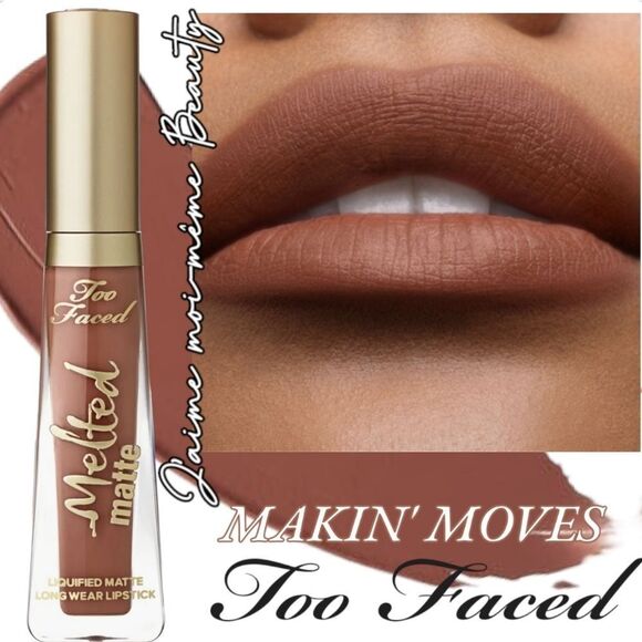Too Faced Liquid Plumping Matte Lipstick Makin Moves (Deep Nude Rosey Brown) - Picture 1 of 17